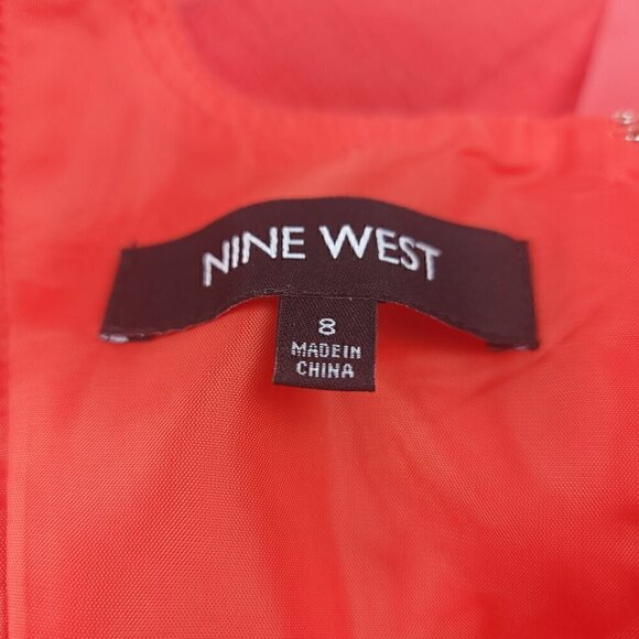 Nine West Women's Coral Sleeveless Midi Dress With Sash. Size 8 - Picture 6 of 8